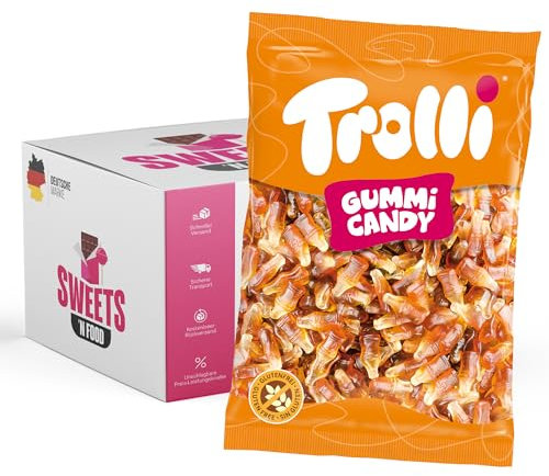 Trolli Süßigkeiten- 1 kg Beutel | Verschiedene Sorten zur Auswahl | Mit stylishem SWEETS´N FOOD Packband verpackt (Colaflaschen)
