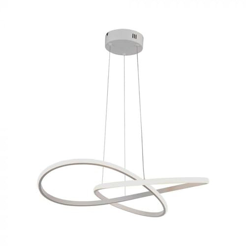 V-TAC Pendelleuchte LED Esstischlampe weiß Wohnzimmerleuchte Hängelampe Designleuchte geschwungen, Aluminium, 20W 2540lm warmweiß, DxH 50x100 cm