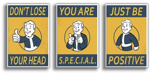 TV Fallout Leinwandposter (3er-Set) Tresor-Wandkunstdruck, Poster, Raumdekoration, Geschenk, ungerahmt, 20 x 30 cm