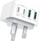 USB C Plug, 40W 4-Port Fast USBC Charger Plug UK Dual Port PD Power Adapter +QC USB A Wall Charger Multiport Mains Type C Charging Plug for iPhone 16 15 14 13 12 11 Pro Max XS XR 8 SE, Samsung, iPad