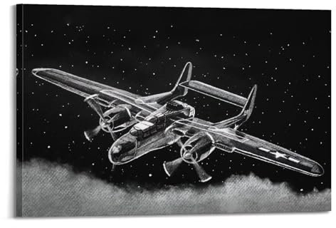 Vintage-Poster mit Militärflugzeugen der Vereinigten Staaten des Zweiten Weltkriegs, P-61, Motiv: Schwarze Witwe, Kampfflugzeug, dekoratives Gemälde, Leinwand, Wandposter und Kunstdruck, moderne