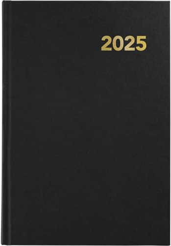 Grafoplás Jahresplaner 2025, Tagesansicht, Schwarz, 14,5 x 21 cm, Spanisch, Hardcover und Lesepunkt, 288 Seiten, weißes Papier, 70 g, FSC-zertifiziert, inklusive Planung und Kalender für 3 Jahre