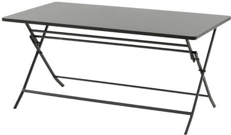 HESPERIDE - Table de Jardin Pliante Rectangle Greensboro 6 Places Gris Graphite - Acier Antirouille Renforcé - Mobilier pour Jardin, Balcon, Terrasse