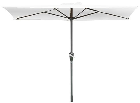 YAVYAV Ombrellone Da Giardino Semi-rettangolare, Piccolo Ombrellone Semi-rettangolare Con Manovella, Per Balcone, Porta, Terrazza, Parete Del Bar(White,250x130cm)