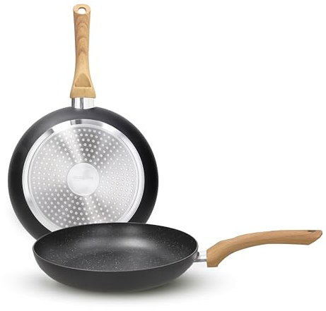 Tognana Rock In Wood, Set 2 Padelle Cm 24/28, Alluminio forgiato, nero