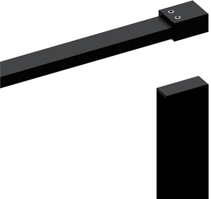 Wandanschlussprofil Wandprofil für Dusche Duschwand Glas U-Profil aus Aluminium mit Stabilisationsstange Stabilisierungsstange Duschkabine Stabilisator Edelstahl schwarz matt für Glasstärke 10 mm