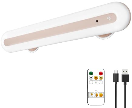 TIAUEU LED Schminktisch Dimmbar, 4000mAh Wiederaufladbar LED Spiegelleuchte Bad mit Fernbedienung, Kabellos Mirror Licht, Abnehmbare Magnet 360°Drehung Spiegellampe, Make-up Lampe, Rosa-1 Stück
