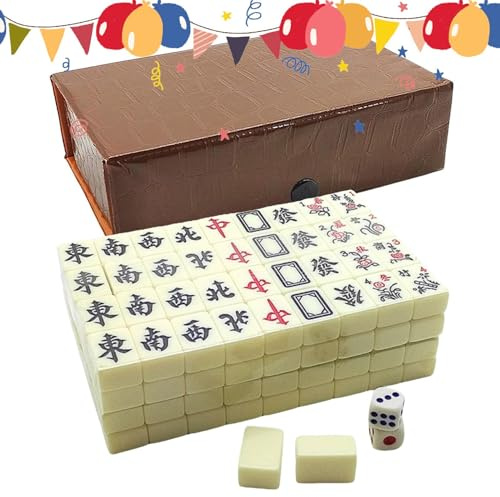 Generisch Chinesisches Mahjong Set - Tragbares Brettspiel Zum Mitnehmen,Reisespiel Gesellschaftsspiel Interaktiv - Für Und Erwachsene Zu Hause Unterwegs Bei Party Picknick Camping Urlaub