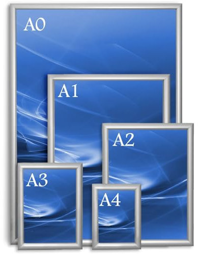 Master of Boards Alu Klapprahmen Plakatrahmen Wechselrahmen Bilderrahmen Ladeneinrichtung Silber Aluminium Rahmen für Plakate Rahmen für Bilder Rahmen Aushang Klicksystem (Gehrung, DIN A4)