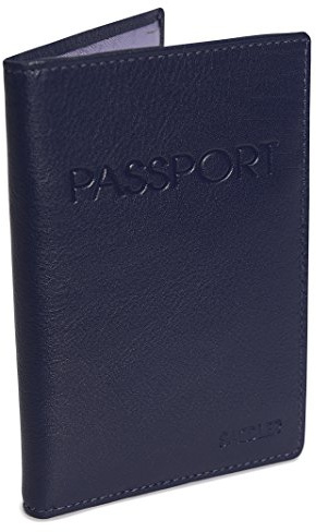 SADDLER EU-, US-Reisepass-Huelle/Reisepass-Tasche aus Leder - Navy Blau