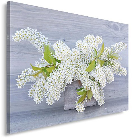 Feeby. Wandbild - 1 Teilig - 80x120 cm, Leinwand Bild Leinwandbilder Bilder Wandbilder Kunstdruck, PFLANZE, FLIEDER, NATUR, WEIß