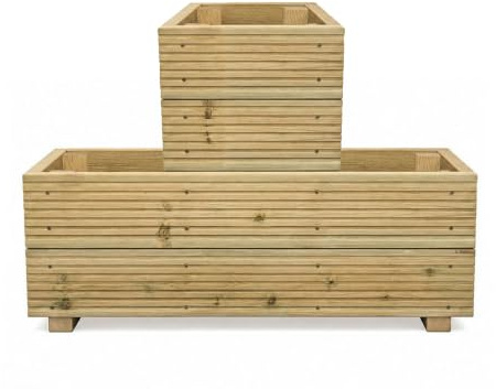 Cutncraft Designs Tiered Wooden Planters for Garden – Raised Planters Outdoor – 3ft Planter Box