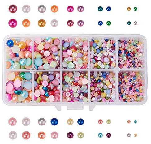 GORGECRAFT 3000 Stück 3 mm - 8 mm halbrunde Kunstperlen, bunte Perlen, flache Rückseite, lose Perlen, Cabochons für Scrapbooking, Verzierung, Basteln, Handy, Nagelherstellung