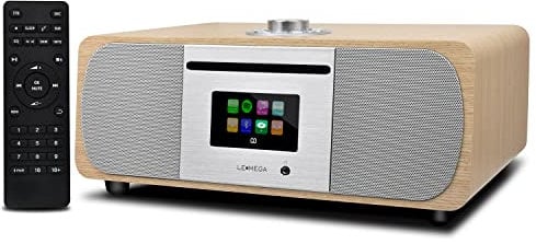 LEMEGA M5P DAB Radio with CD Player,WiFi Internet Radio with Bluetooth 35W Hi-Fi Compact Stereo System,Spotify Connect,USB player,Dual Alarms Clock,FM Digital Radio with Remote Control - White Oak