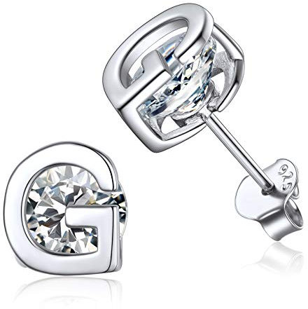 ChicSilver Silber Buchstabe G Ohrstecker Zirkonia Ohrringe mit Geschenkebox für Muttertag Valentinstag Weihnachten Geburtstag