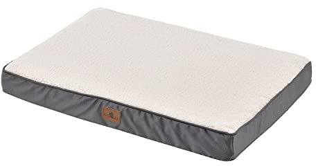 Juskys Hundebett Milow orthopädisch 92x69cm - flauschig & stabil - Bezug abnehmbar & waschbar - Hundekissen Hundematte für mittlere Hunde - Beige