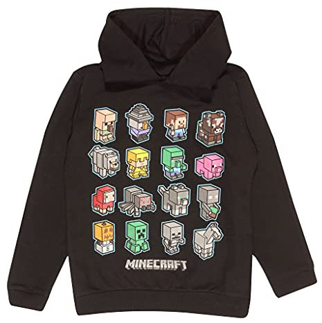 Minecraft Mini Mobs Jungen Kapuzenpulli Schwarz 5-6 Jahre | PS4 PS5 Xbox PC-Switch Gamer Geschenke, Teenager Schule Jungen Gaming T-Shirt, Kinderkleidung, Kindergeburtstags-Geschenk-Idee