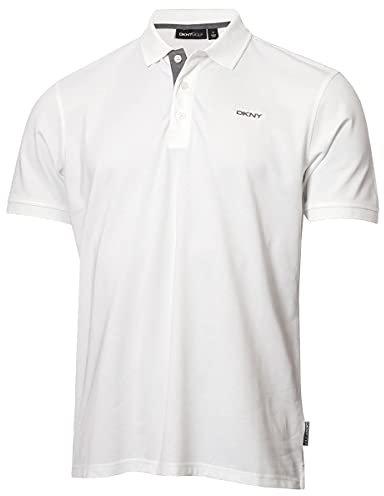 DKNY Mens Bronx Pique Polo Shirt - White - L