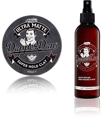 Dapper Dan Ultra Matte Hair Clay, langanhaltender Clay mit super Halt für Männer, 1 x 100 ml und Dapper Dan Sea Salt Spray für mattes strukturiertes Finish, 1 x 200 ml