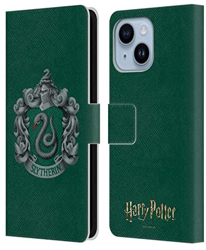 Head Case Designs Officially Licensed Harry Potter Slytherin Crest Chamber Of Secrets I Leather Book Wallet Case Cover Compatible With Apple iPhone 14 Plus
