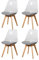 HJhomeheart Juego de 4 Sillas de Comedor Transparentes Modernas, Sillas de Comedor Tapizadas Extraíbles, Sillas de Cocina de Diseño Escandinavo (Lino-Gris)