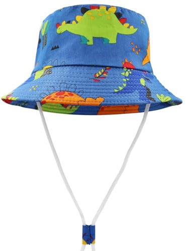FenFang Sombrero de Sol Verano Bebés, Gorro Pescador Playa Algodón Niñas Niños, Unisexo Sombreros ala Ancha UV Protección Exteriores Viajes 1 2 3 4 Años (4-8 Años, Azul Oscuro)