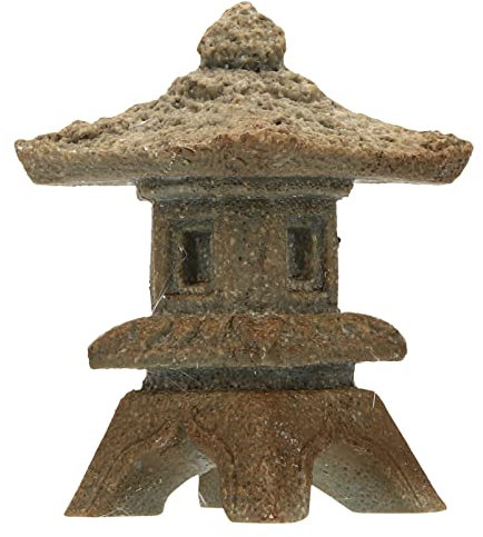 DECHOUS Pagode-skulptur Gartenzubehör Asiatische Pagodenlaterne Gartendekoration Pagodenlaternenstatue Chinesische Tempelstatue Pagodenfigur -pagodenstatue Sechseckiger Pavillon Mini Stein