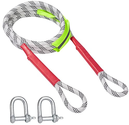Blueshyhall Corde de Remorquage Voiture avec Manille, Câble de Remorquage d'urgence, Ceinture de Sauvetage Offroad, Corde de Treuil, Sangle de Remorquage Tuning pour Voiture, Camping Car (4M 5T)