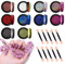 Kireida® 10 Stück verchromtes Nagelpulver mit metallischem Spiegeleffekt, mit Lidschattenstift, holografisches Aurora-Chamäleon-Pigment, 0.5 g/Glas- für Nagelkunst
