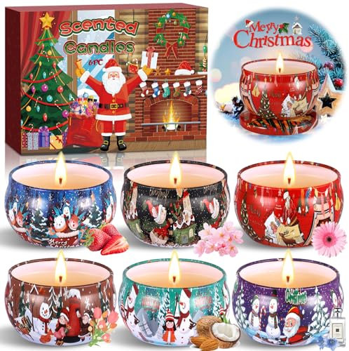 ENCOUN 6 Pièces Bougies Parfumées pour Noël, Coffret Bougie pour La Saint-Valentin et Cadeau de Fête des Mères