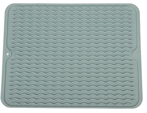 Alfombrilla De Silicona Para Escurridor De Platos, Alfombrilla Antideslizante Para Secar Platos, Soporte Para Ollas Resistente Al Calor, Tabla De Drenaje De Cocina Plegable Flexible(Verde)