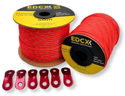 Cordes de hauban réfléchissantes avec tendeur en Alliage d'aluminium, Cordon tendeur en Nylon pour Tente, bâche, Camping, 4 mm (30 m, 50 m) + clés