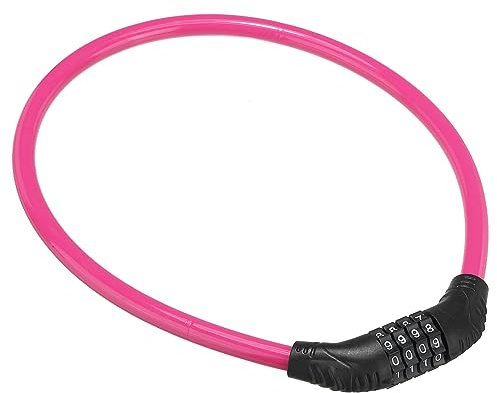 PATIKIL 2.23 Feet Combination Bicycle Lock, 4 Digit Steel Cable Long Coiled Resettable Combination Code Lock for Bicycle Outdoor Use, Pink