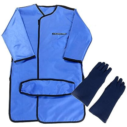 Bleischürze Strahlenschutzkleidung für Erwachsene mit Bleihandschuhen, 0,35 mmPb/0,5 mmPb-äquivalente Röntgenbleibeschichtung (Color : Blue, Size : 0.35mmPb)