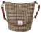 TAILORMAP Harris Tweed Frauen Bucket Bag Schultertasche Handtasche mit zwei Arten von Lederriemen, No.3528 Hahnentritt