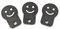 3x mini Einkaufswagenchip sofort abziehen Einkaufswagenlöser Schlüsselanhänger (Smiley, Schwarz Metallic)