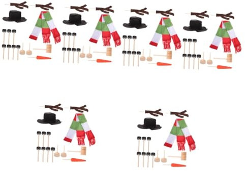 Amosfun 6 Sätze Schneemann-anziehset Outdoor-spielspielzeug Für Kinder Weihnachtsspielzeug Weihnachtsdekoration Olaf Schneemann Bausatz Weihnachtsschneemann Dekor Anzug