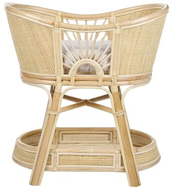 Stubenbett Rattan natürlich mit Gestell Ablage Polster cremeweiß Boho Lagrasse