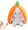 Funmo Hase Plüschtier Verstecken Rosa, Plush Hasen Erdbeeren 18cm, Plüschtier Hase, Hasenpuppe, Hasenplüsch, Weiches Plüsch-Kaninchen-Spielzeug, Kuscheltier Osterhase Puppe Geschenk für Kinder