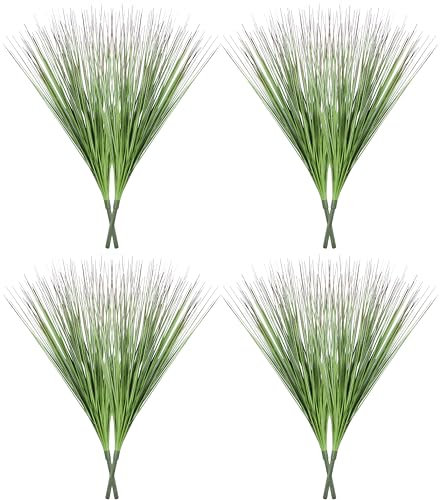 Famibay 8 fasci di piante artificiali foglie verdi cipolla erba verde steli di grano rami di erba finti arbusti interni esterni casa giardino balcone
