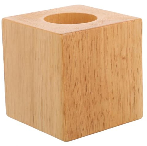 Veemoon Pied De Lampe De Table En Bois Massif Carré Base De Lampe E27 Pour Décoration Salon Chambre