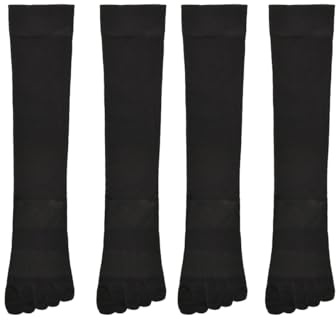 ACMEDE chaussettes d'orteils Mi-bas Femme 5 doigts EU 35-40, 4 Paar Chaussettes en coton Micro Compression Chaussette à Doigts à hauteur Chaussette de sport longues Baskets Mi-bas avec orteils
