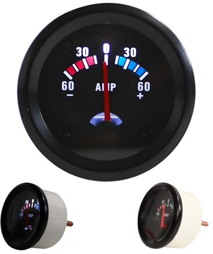 JOM Car Parts & Car Hifi GmbH 21117V-2 Zusatzinstrument Youngtimer, Auto,Rallye Amperemeter (60A), schwarz Ø52mm
