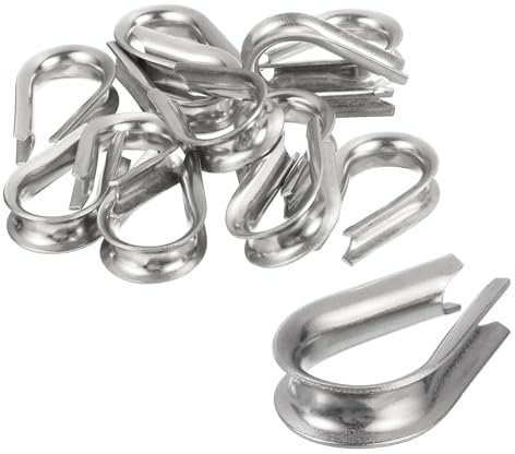sourcing map 12 ditali M8 in acciaio inox per funi metalliche di diametro 8 mm, ditali per cavi nautici, vele parasole, recinzioni