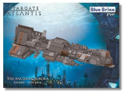 BlueBrixx Pro 106848 – Stargate Antikerschiff Aurora aus Klemmbausteinen mit 1128 Bauelementen