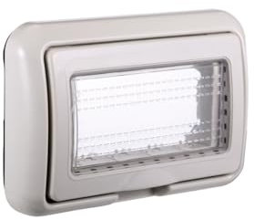 Placca con Coperchio, Supporto Stango Idrobox IP55, Compatibile con Bticino Living Light, Coperchio Modulo Cassetta (4 Posti/Moduli,Grigio)