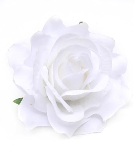 Wisafory 10 Stück Künstliche Blumenköpfe Rosen Blütenköpfe RosenKöpfe Kunst Blumen Rosen Köpfe Kunstblumen Rosen Seidenblumen Dekoration für Hochzeit Party DIY Basteln 11 cm Weiß