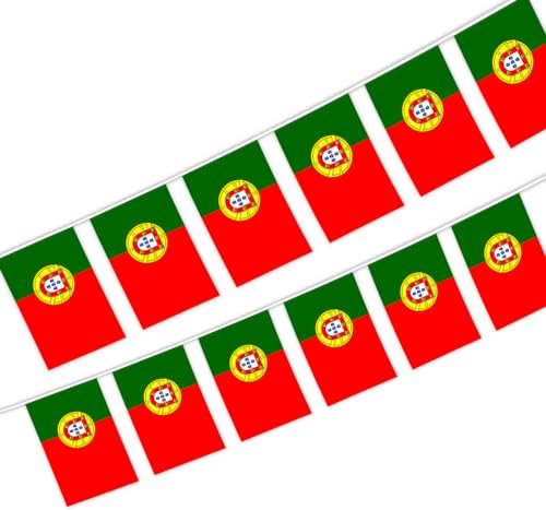 10M Portugal String Flaggen Portugiesische Wimpelkette 30 Stück Portugal Mini Banner Flagge 21x14cm Outdoor Garten Zaun Urlaub Dekoration