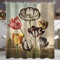 Lerores Duschvorhang 240x200cm Ölgemälde Blumen, Beschwerter Saum Antischimme, Wasserabweisend, Waschbar Polyester Badevorhänge mit 16 Ösen und Duschvorhangringen für Badezimmer, Badewanne