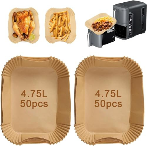 papasgix Silicone Moule Air Fryer Ninja Double Stack XL SL400EU 9.5L, Ouverture latérale Grande Capacité Ninja SL400EU Accessoires Air Fryer pour Friteuse sans Huile (Papier Brun, 100PCS)
